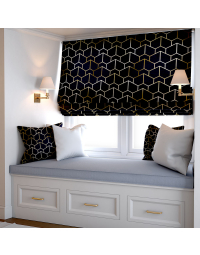 ROLETA RZYMSKA DO 140 CM VELVET GEOMETRIC BLACK GRAPHITE AND GOLD